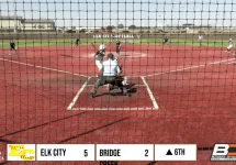 Elk City Elkettes vs. Bridge Creek in the first round of the double-elimination regional softball finals, Elk City leading 5-2 in the 6th inning.