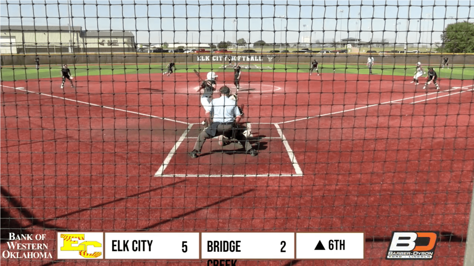 Elk City Elkettes vs. Bridge Creek in the first round of the double-elimination regional softball finals, Elk City leading 5-2 in the 6th inning.