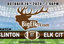 Watch Clinton vs. Elk City football game on October 10, 2024, at 7 PM on BigElkTV.com.