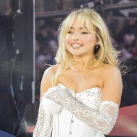 Sabrina Carpenter performs on stage during 2024 New Year's celebration on Times Square in New York on December 31^ 2023.