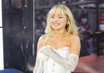 Sabrina Carpenter performs on stage during 2024 New Year's celebration on Times Square in New York on December 31^ 2023.