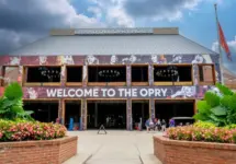 Aerial view of the Grand Ole Opry in Nashville Tennessee. Aug 08^ 2023-Nashville^ TN