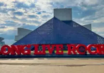 The Rock and Roll Hall of Fame and Museum in Downtown Cleveland Ohio USA Cleveland^ Ohio USA - April 22^ 2023