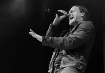 Brett Smith from Shinedown gets into his performance at the Rockstar Uproar Festival on September 25^ 2012 in Nampa^ Idaho.