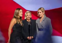 THE CHICKS (Natalie Maines^ Martie Maguire^ and Emily Strayer) at the Democratic National Convention Chicago^ United Center DNC 2024 - Day 4 Chicago^ Illinois USA - 08-22-2024
