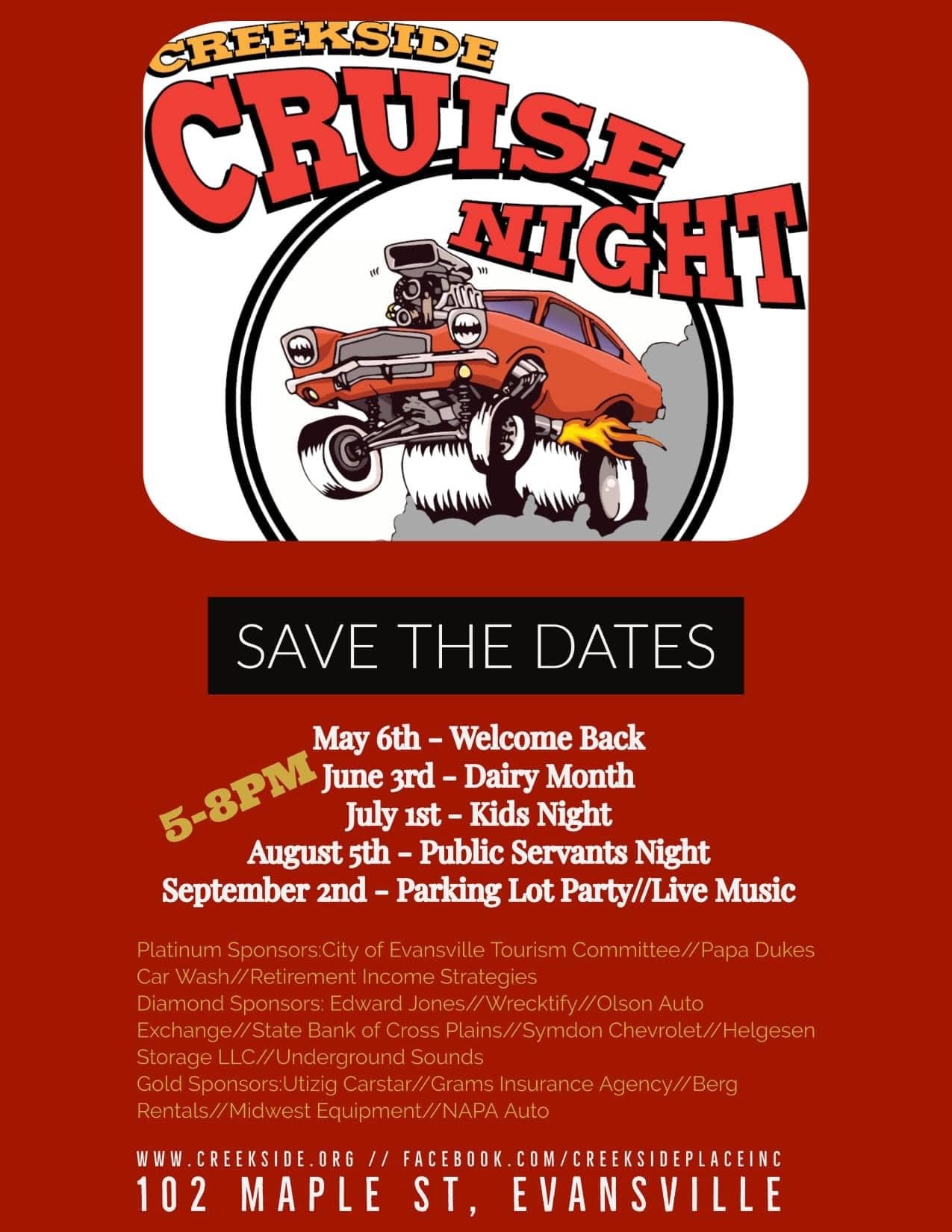 Creekside Cruise Night! Creekside Place Evansville, WI WCLO