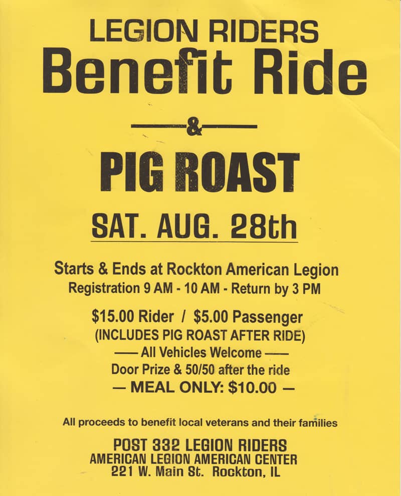 Rockton American Legion Post 332 Benefit Ride WCLO