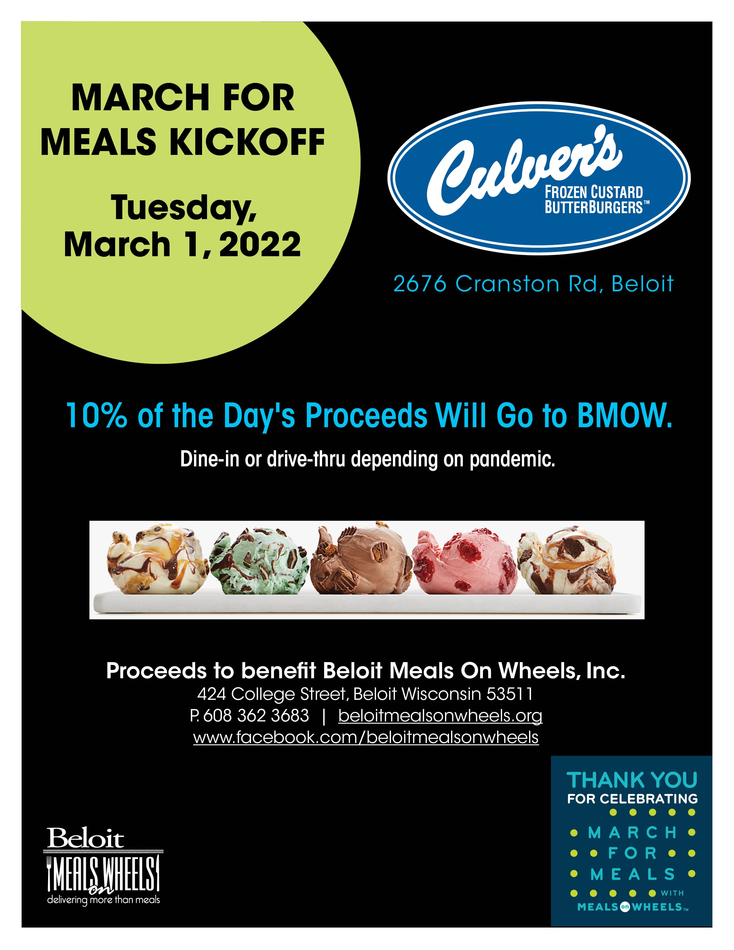 March for Meals Campaign Kickoff at Beloit Culver’s WCLO