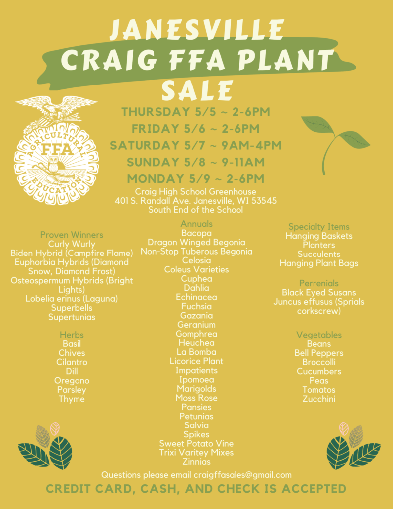 Janesville Craig FFA Plant Sale