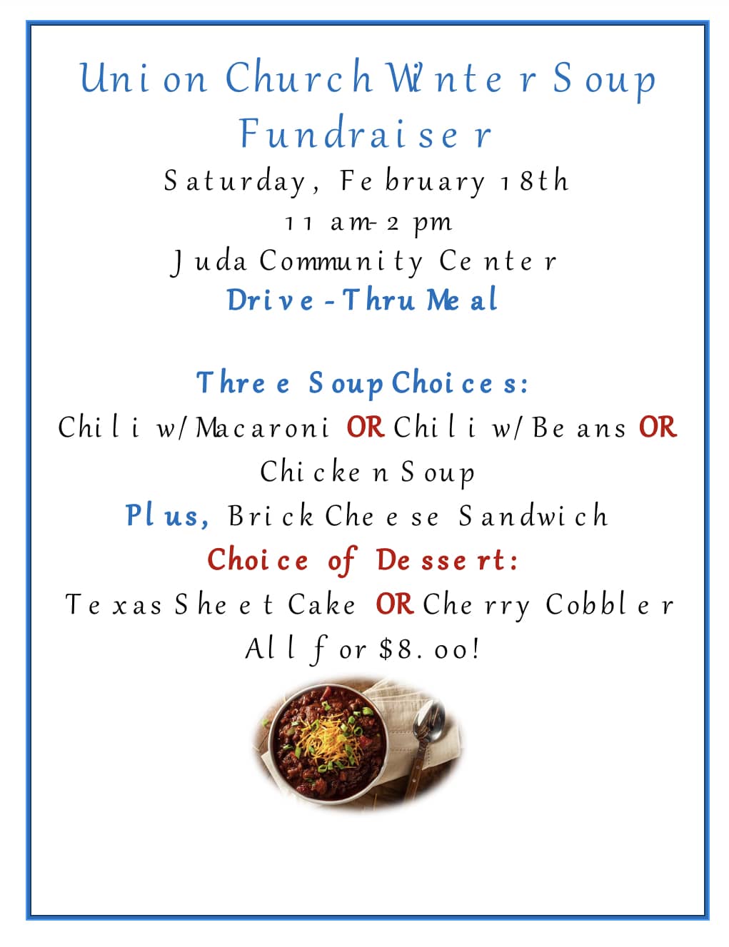 Oakley Union Church Winter Soup Fundraiser | WCLO