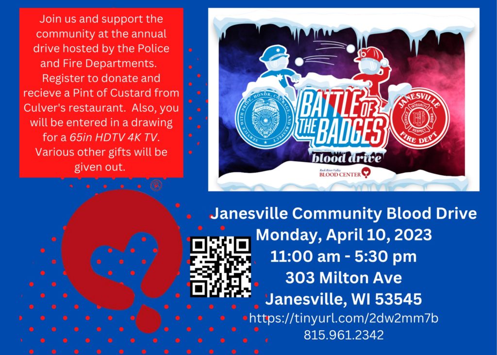 Janesville Police and Fire square off by donating blood - Vimarsana News