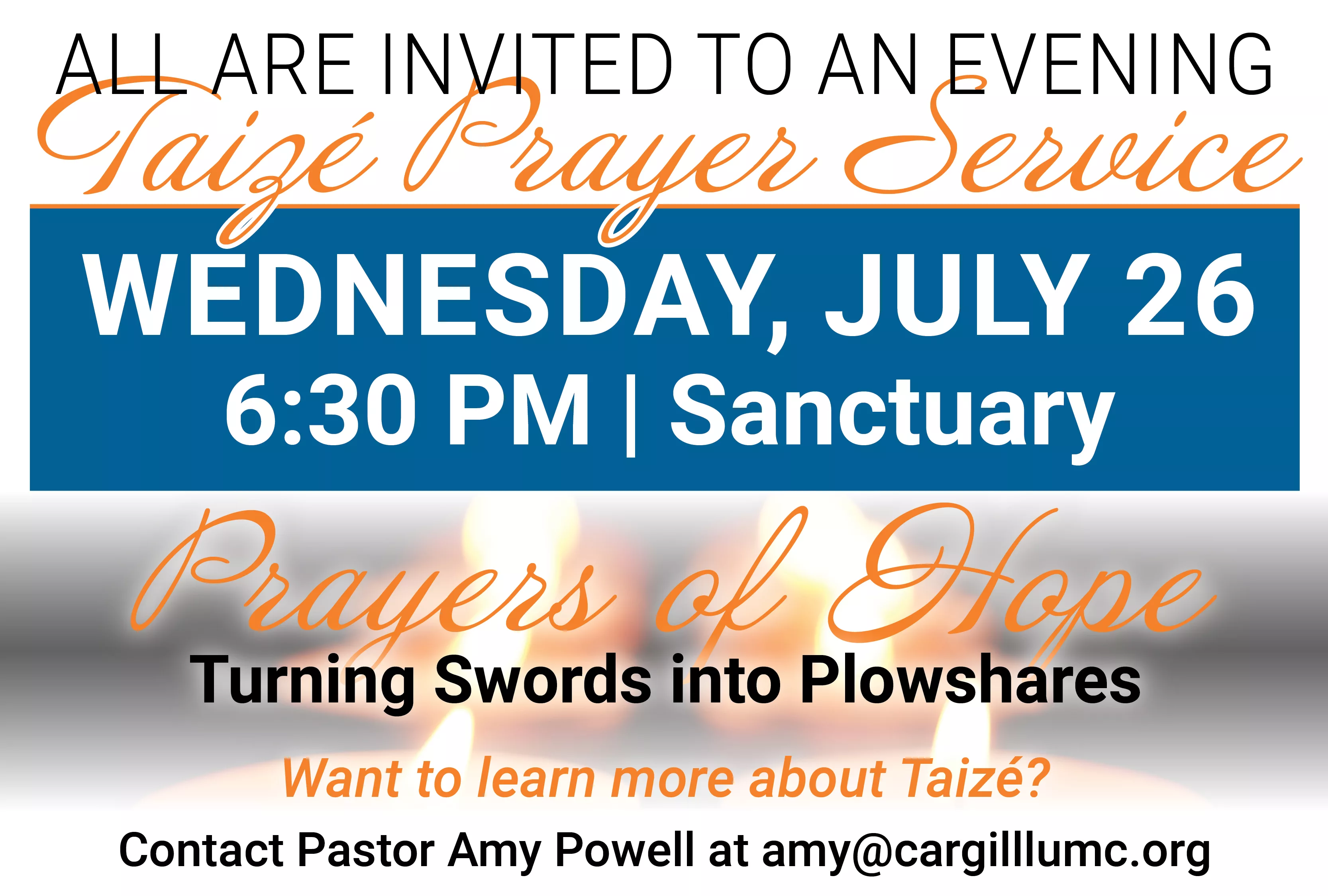 Taizé Prayer ServiceTurning Swords into Plowshares WCLO