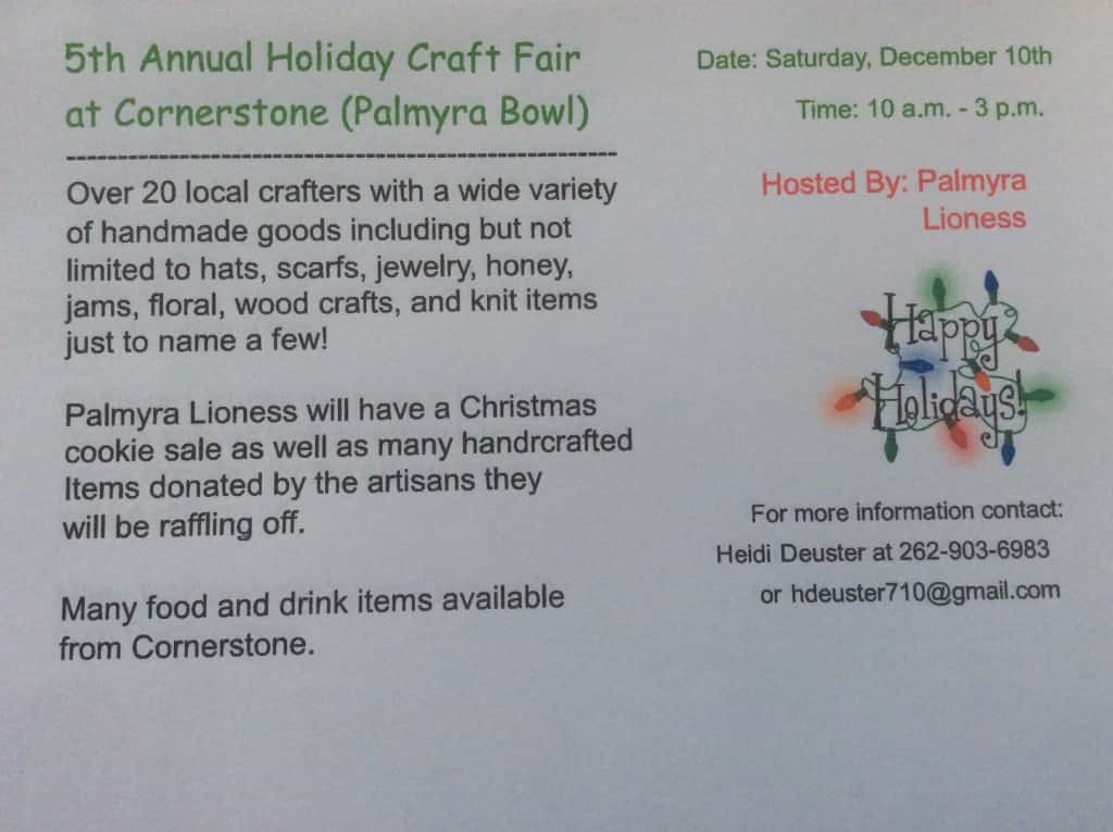 5th annual holiday craft fair hosted by the Palmyra Lioness WJVL