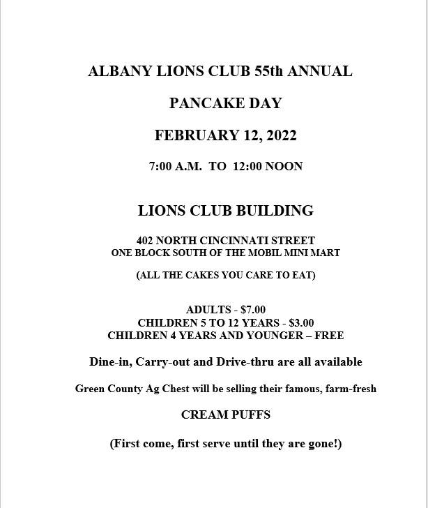 ALBANY LIONS CLUB’S 55TH ANNUAL PANCAKE DAY WJVL