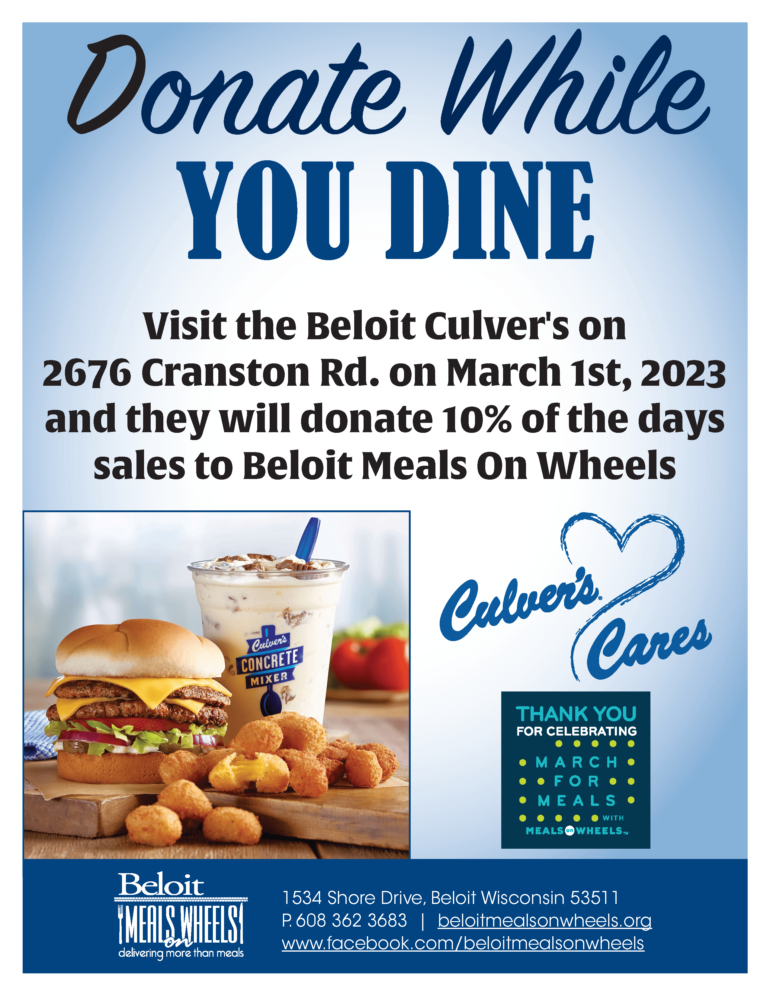 Culver’s—Donate While You Dine WJVL