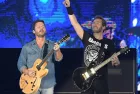 Guitarists Chad Kroeger and Ryan Peake of Canadian rock band Nickelback during a concert at Rock in Rio 2019 in Rio de Janeiro.