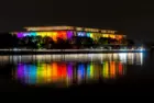 The Kennedy Center illuminated in a rainbow of colors in recognition of the upcoming Kennedy Center Honors. Washington^ DC / USA - November 19^ 2019