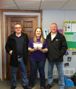 The Human Development Commission in Sandusky received a $5,000 donation from Numatics for Sanilac County's Walk for Warmth fund. Walk for Warmth funds are used to assist families and individuals in Sanilac County with heat emergencies. Pictured-Tom Buerkle (Numatics) Jessica Bungart (HDC-Walk for Warmth Coordinator) Michael Bach (Numatics)