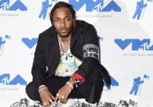 LOS ANGELES - AUG 27: Kendrick Lamar arrives to the 2017 Video Music Awards Press Room on August 27^ 2017 in Los Angeles^ CA