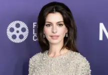 Anne Hathaway wearing dress and shoes by Valentino attends presentation of movie Armageddon Time during 60th New York Film Festival at Alice Tully Hall on October 12^ 2022