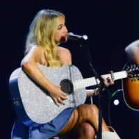 Megan Moroney performs in Hollywood^ Florida on November 14^ 2024 as part of Audacy’s Stars and Strings benefit concert.