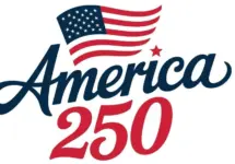 America 250 logo variations with patriotic themes