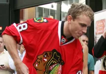 Patrick Kane of the Chicago Blackhawks at the NHL Powered by Reebok store on September 8^ 2010 in New York City.