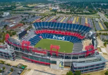 Aerial drone image of the Nissan Stadium Nashville Tennessee USA. NASHVILLE^ TENNESSEE^ USA - AUGUST 1^ 2018.