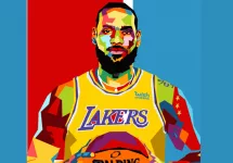 LA Lakers LeBron James^ vector sketch illustration^ isolated style