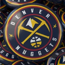 3d rendering of multiple badges with the Logo of Denver Nuggets^ NBA Basketball Team