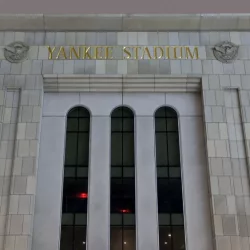 Yankee Stadium at night in winter. BRONX^ NEW YORK - FEBRUARY 20