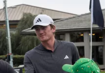 Nick Dunlap interacts with fans on the practice green at Bay Hill during the Arnold Palmer Invitational practice rounds. Orlando^ Florida^ USA - March 5th^ 2024