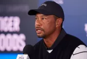 Tiger Woods of United States during press conference prior to the 2024 PGA Championship at Valhalla Golf Club on May 14^ 2024 in Louisville^ Kentucky.