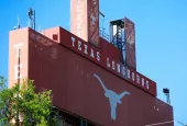 Darrell K Royal Texas Memorial Stadium at the campus of University of Texas. Texas Longhorns. AUSTIN^ USA - APR 26^ 2019