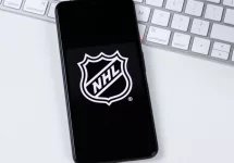 NHL app logo on a smartphone screen. Manhattan^ New York^ USA May 2^ 2020.