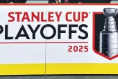 'Stanley Cup Playoffs 2025' Cutout display at the Canadian Tire Centre to allow fans to take pictures. Kanata^ Canada - April 30^ 2025