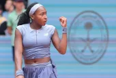 Coco Gauff of USA in action the Mutua Madrid Open at La Caja Magica on April 30^ 2025 in Madrid^ Spain