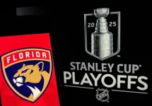 Toronto^ Canada -june 1 2025 he 2025 Stanley Cup Final will begin Wednesday^ June 4^ when the Edmonton Oilers host the defending champion Florida Panthers. Florida panther logo in front of stanley cup