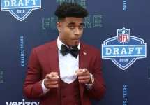 NFL star Jaire Alexander attends the 2018 NFL Draft at AT&T Stadium on April 26^ 2018 in Arlington^ Texas.