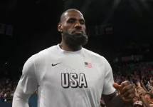 LeBron James at Paris 2024 Olympic Games match between the United States and Brazil at the Bercy Arena. Paris-France^ August 6^ 2024