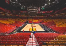 American Airline Arena empty seats of after a Miami Heat basketball game. MIAMI - MARCH 31^ 2018