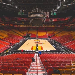 American Airline Arena empty seats of after a Miami Heat basketball game. MIAMI - MARCH 31^ 2018