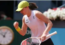 Iga Świątek of Poland in action the Mutua Madrid Open at La Caja Magica on April 29^ 2025 in Madrid^ Spain