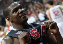 Kevin Durant celebrates winning the Gold in FIBA World Championship Final between USA and Turkey on September 13^ 2010 in Istanbul