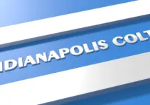 Indianapolis Colts American football team uniform colors. Template for presentation or infographics. Silver letters of team name. 3D render. 3D Illustration