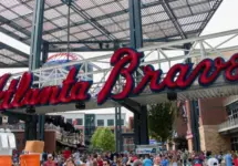 entrance to Suntrust Park in Atlanta^ Georgia^ on June 24th 2017. Suntrust Park is a ballpark and the home field of Major League Baseball's Atlanta Braves. Truist Park.