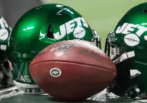 New York Jets Helmet - week #3 of the 2019 NFL Pre-Season Game Atlanta Falcons Host the New York Jets on Thursday August 15th 2019 at the Mercedes Benz Stadium in Atlanta Georgia USA