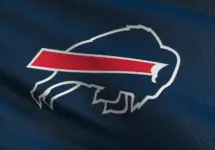 Buffalo Bill flag blowing in the wind. 3D rendering illustration of waving sign