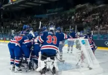 MILAN^ Lombardy ITA - February 07^ 2026: Team USA prepares to play against Team Finland in the Preliminary Round Group B at the Milano Ice Park In Rho in MILAN^ Italy during the 2026 Milano Cortina Winter Olympics.