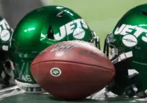 New York Jets Helmet - week #3 of the 2019 NFL Pre-Season Game Atlanta Falcons Host the New York Jets on Thursday August 15th 2019 at the Mercedes Benz Stadium in Atlanta Georgia USA